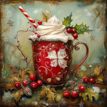 Winter Mug Sign, DCO-102009, Sign For Wreath, 10x10in Metal Sign